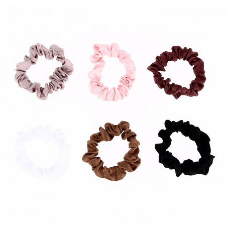Elastiques Chouchous Fins en Satin Assortis x6 