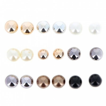 Lot de 9 puces d'Oreilles Grandes Perles Multicolores  