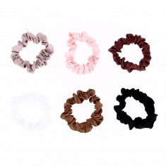 Elastiques Chouchous Fins en Satin Assortis x6