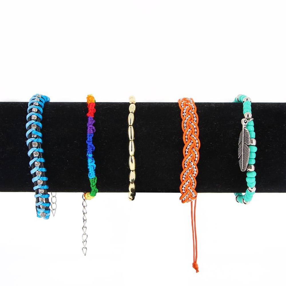 Lot de 5 Bracelets Multicolores Pendentif Plume