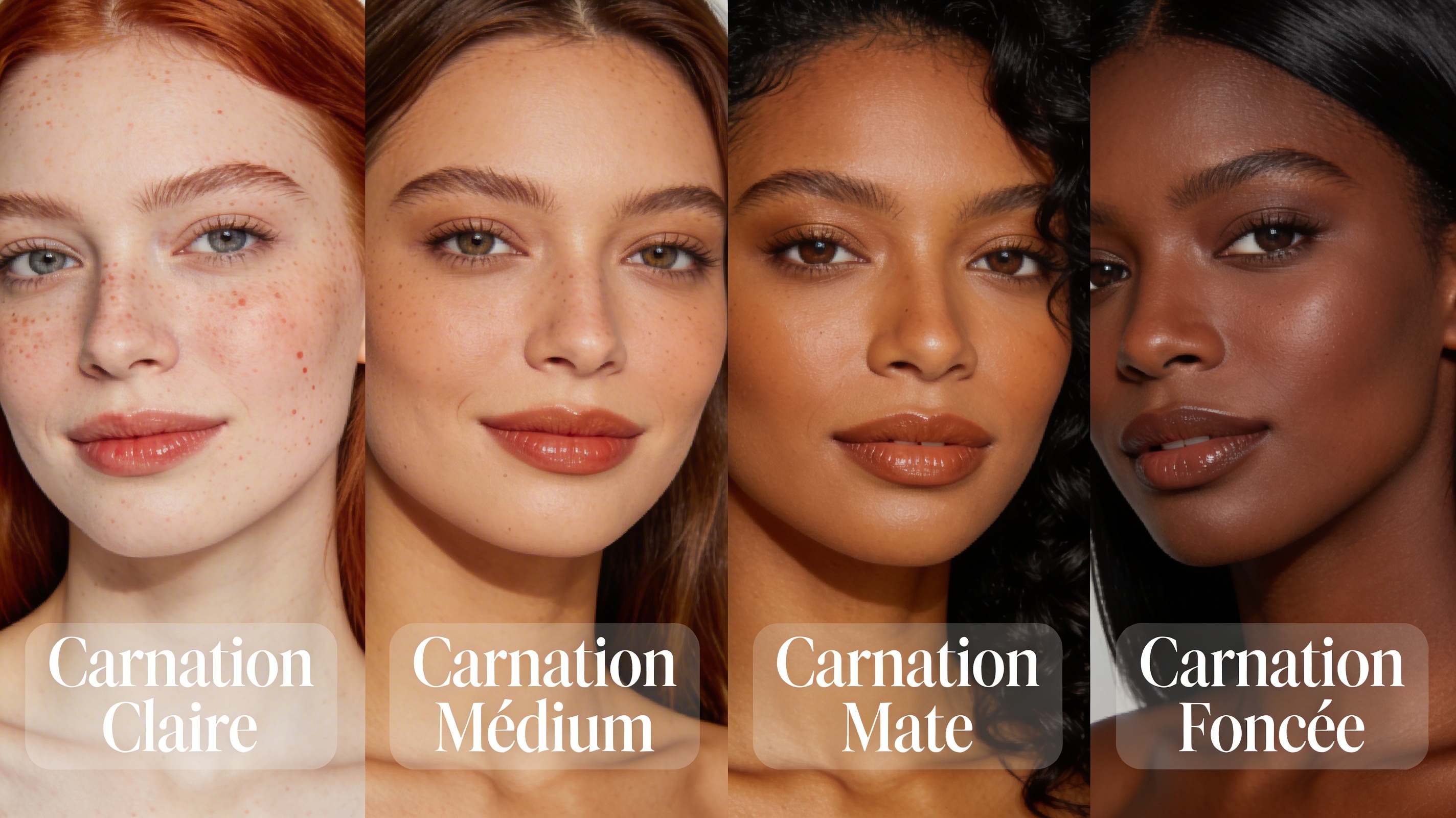 comparatif carnation fond de teint - carnation claire médium mate foncée pour choisir sa teinte