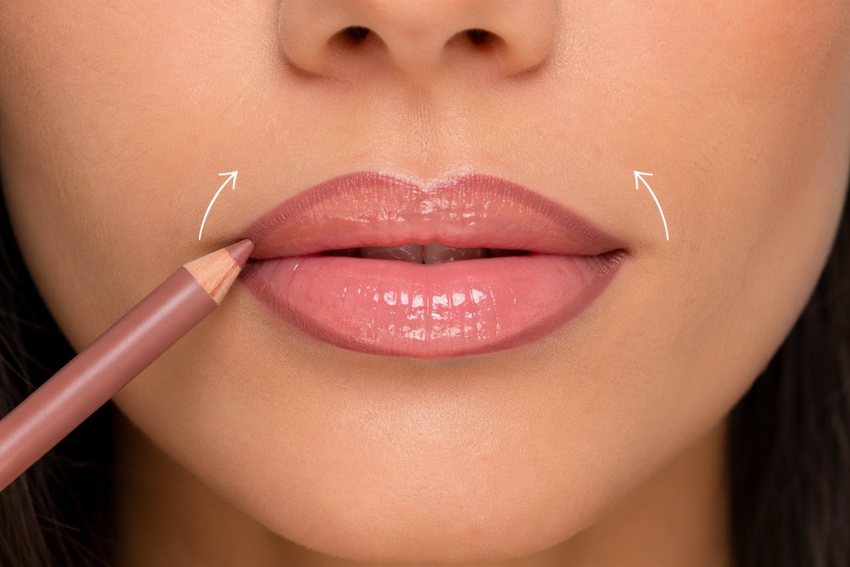 Lèvres fines maquillées avec effet volume grâce au gloss et au crayon